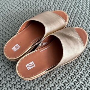 Fitflop Gold Sandals with Metallic Sheen